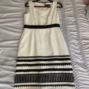 Cocktail Ivory Dress with Black Sequence Designs